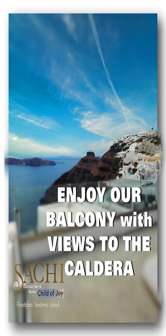 Sachi Bar in Santorini-Balcony with Caldera View